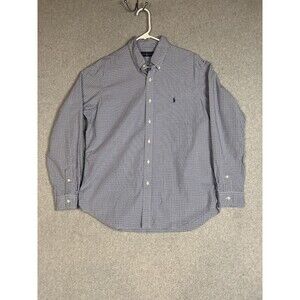 Polo Ralph Lauren Shirt Mens Large Blue Plaid Classic Fit Cotton Pony Casual EUC